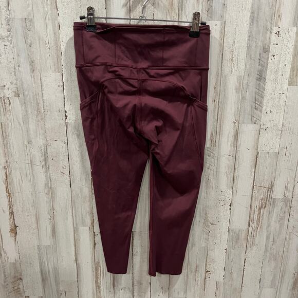 Lululemon Women Fast Free HR Crop 19” LW6BCUS Maroon Size 6 Gym Workout - Picture 3 of 8